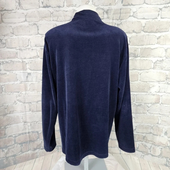 Vintage 80s Club Monaco Velour Zip Front Track Jacket Navy Blue Size Large - Picture 6 of 8